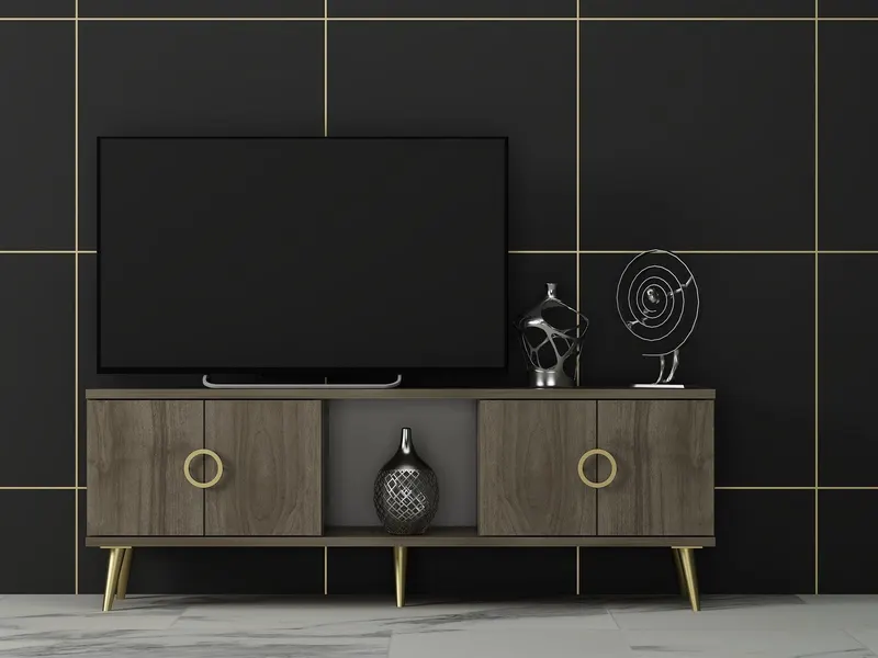 Comodă TV Cey, Diverse culori, 120x30x45 cm - Nuc