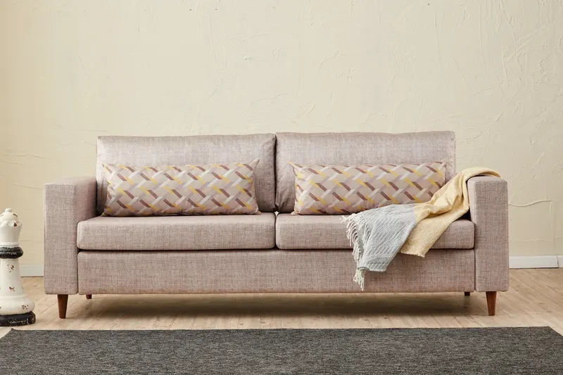 Canapea fixă Step, Diverse culori, Diverse configurații, Diverse dimensiuni - Crem / 3 locuri / 211x83x86 cm