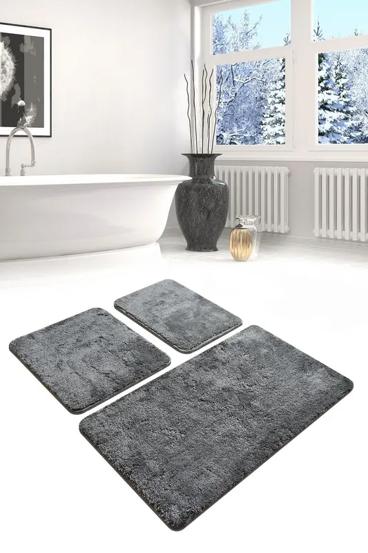 Covoraș de baie Havai, Diverse culori, Diverse configurații, Diverse dimensiuni - Fumuriu / 3 bucăți / 60x100 cm