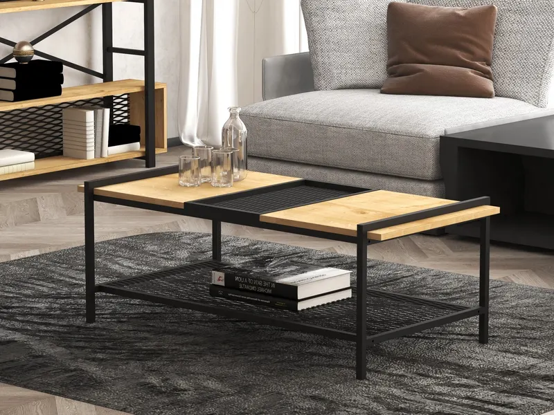 Măsuță de cafea Mata, Diverse culori, Diverse dimensiuni - Nuc - Negru / 120x56x45 cm