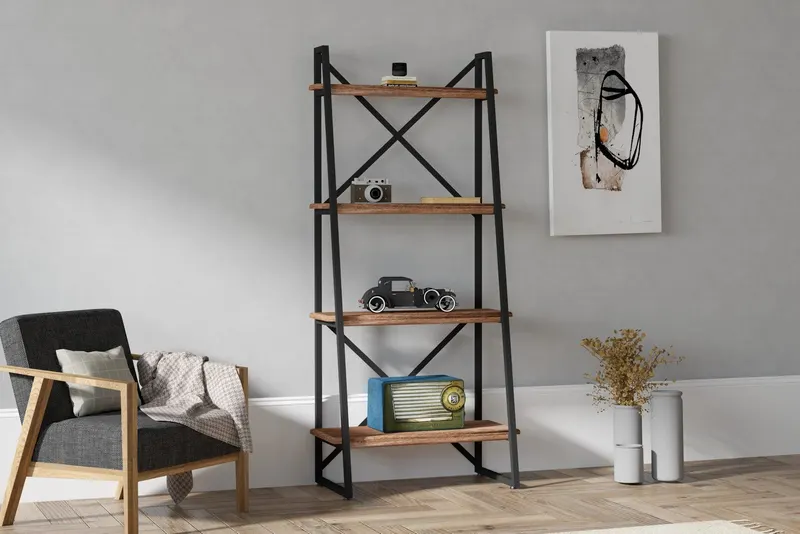 Bibliotecă Alaro, Diverse culori, Diverse dimensiuni - Nuc / 66x30x150 cm