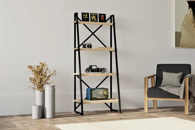 Bibliotecă Alaro, Diverse culori, Diverse dimensiuni - Sapphire - Negru / 66x32x150 cm