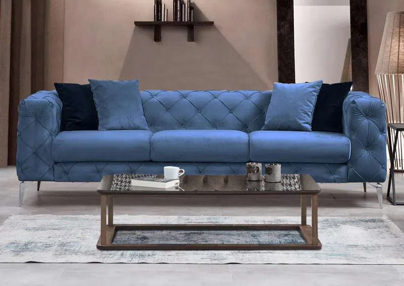 Canapea fixă Como, Diverse culori, Diverse configurații, Diverse dimensiuni - Albastru / 3 locuri / 237x90x73 cm