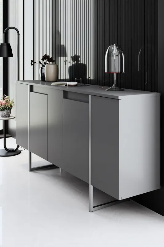 Set mobilă pentru sufragerie Luxe, Diverse culori, Diverse dimensiuni - Antracit - Argintiu / 180x30x50 cm