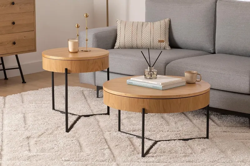 Set 2 măsuțe de cafea Islo, Diverse culori, Diverse dimensiuni - Natur / 70x40x70 cm