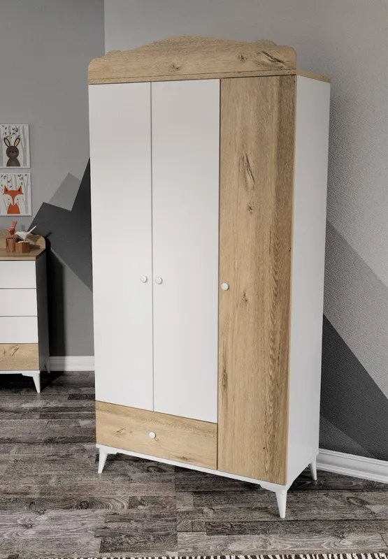 Dulap Copii Sansa, Stejar - Alb, Diverse dimensiuni - 90x40x184 cm