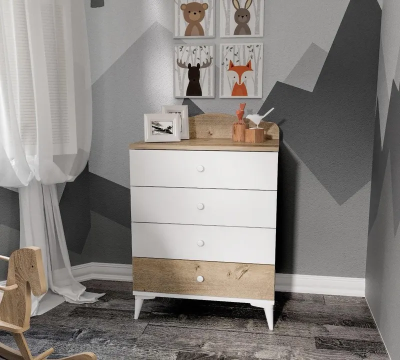Dulap Copii Sansa, Stejar - Alb, Diverse dimensiuni - 65x40x84 cm