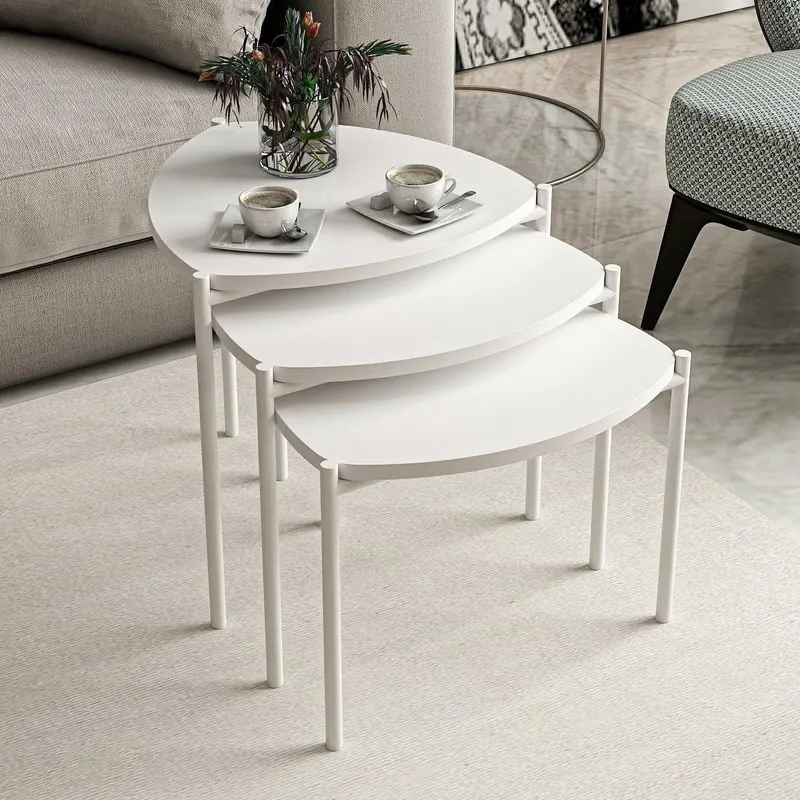 Măsuță de cafea Lenny, Diverse culori, Diverse configurații, Diverse dimensiuni - Alb / 3 bucăți / 45x45x45 cm