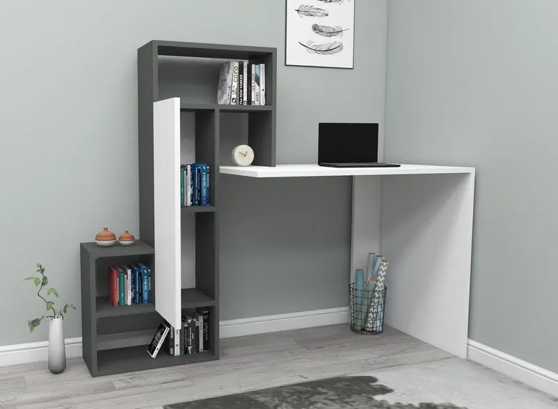Birou Irmak, Diverse culori, Diverse dimensiuni - Alb - Antracit / 139x55x74 cm