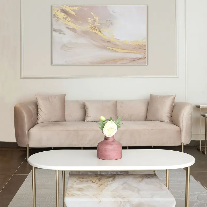 Canapea fixă Macaroon, Diverse culori, Diverse configurații, Diverse dimensiuni - Crem / 3 locuri / 228x82x70 cm