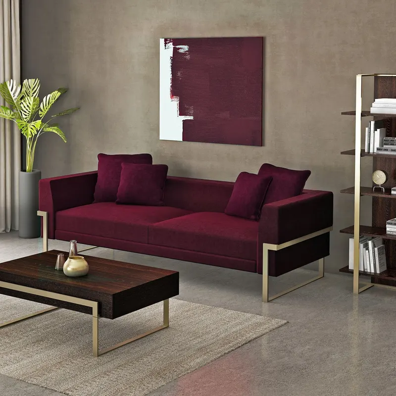 Canapea fixă Magenta, Diverse culori, Diverse configurații, Diverse dimensiuni - Roșu / 2 locuri / 204x94x68 cm