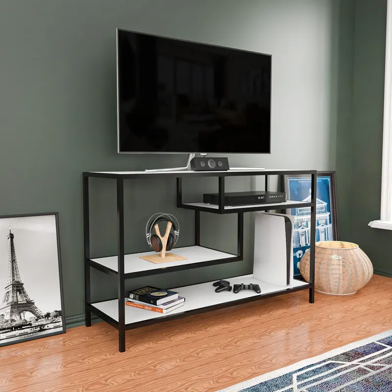 Comodă TV Robbins, Diverse culori, Diverse dimensiuni - Negru - Alb / 120x39x75 cm