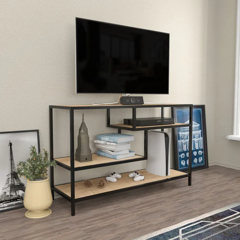 Comodă TV Robbins, Diverse culori, Diverse dimensiuni - Stejar - Negru / 120x39x75 cm