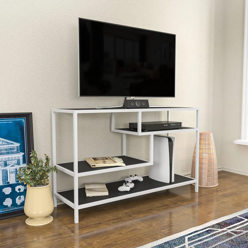 Comodă TV Robbins, Diverse culori, Diverse dimensiuni - Alb - Antracit / 120x39x75 cm