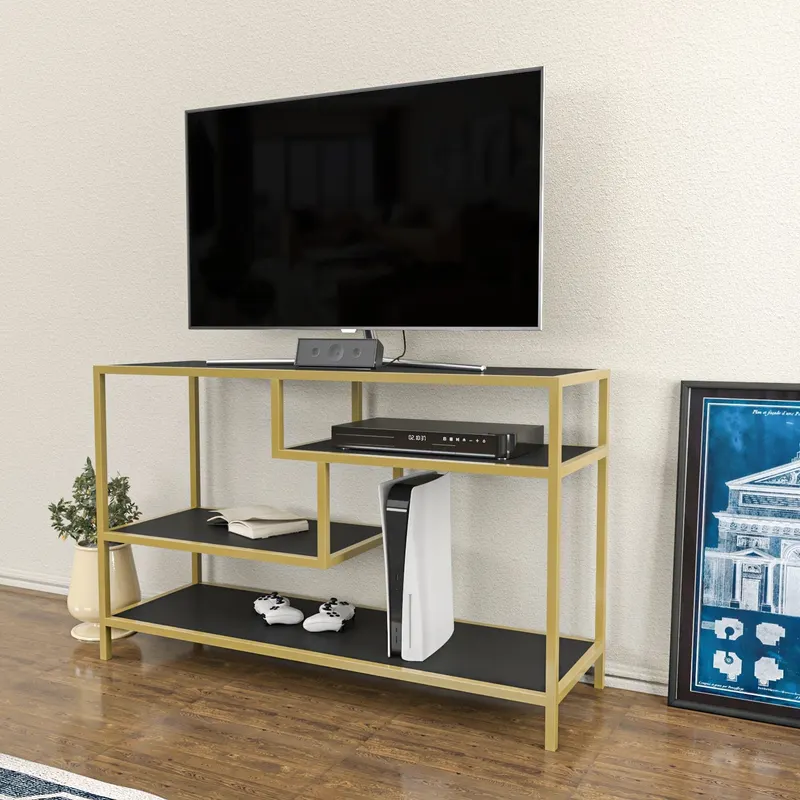 Comodă TV Robbins, Diverse culori, Diverse dimensiuni - Auriu - Antracit / 120x39x75 cm