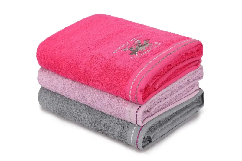 Set prosoape de baie 401, Diverse culori, Diverse configurații, Diverse dimensiuni - Fucsia - Lila - Gri / 3 bucăți / 70x140 cm