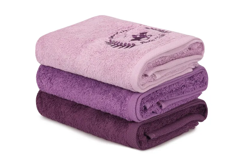 Set prosoape de baie 402, Diverse culori, Diverse configurații, Diverse dimensiuni - Lila - Mov - Mov închis / 3 bucăți / 50x90 cm