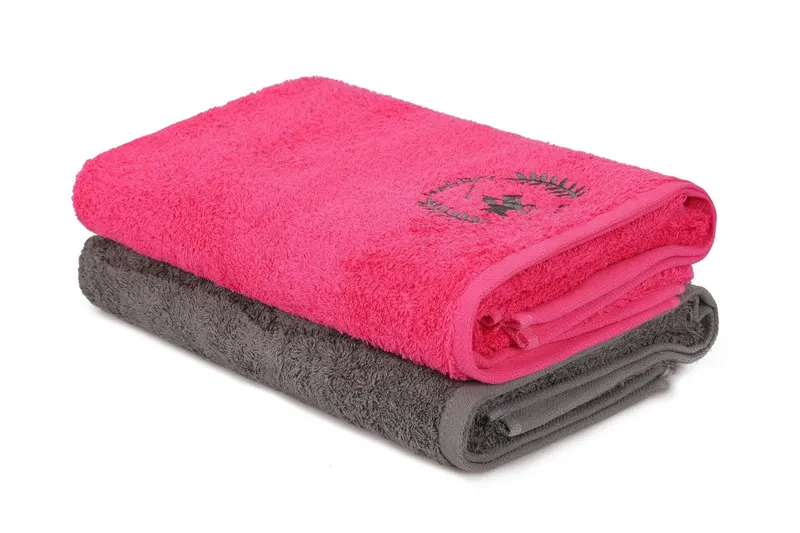 Set prosoape de baie 402, Diverse culori, Diverse configurații, Diverse dimensiuni - Gri închis - Fucsia / 2 bucăți / 70x140 cm