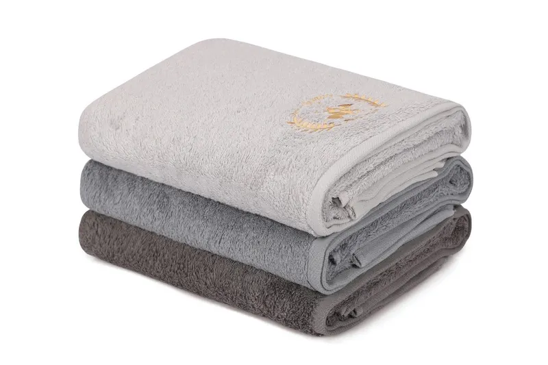 Set prosoape de baie 402, Diverse culori, Diverse configurații, Diverse dimensiuni - Gri deschis - Gri - Gri închis / 3 bucăți / 70x140 cm