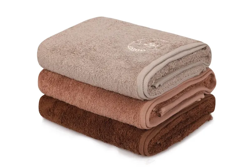 Set prosoape de baie 402, Diverse culori, Diverse configurații, Diverse dimensiuni - Maro închis - Maro - Maro deschis / 3 bucăți / 70x140 cm