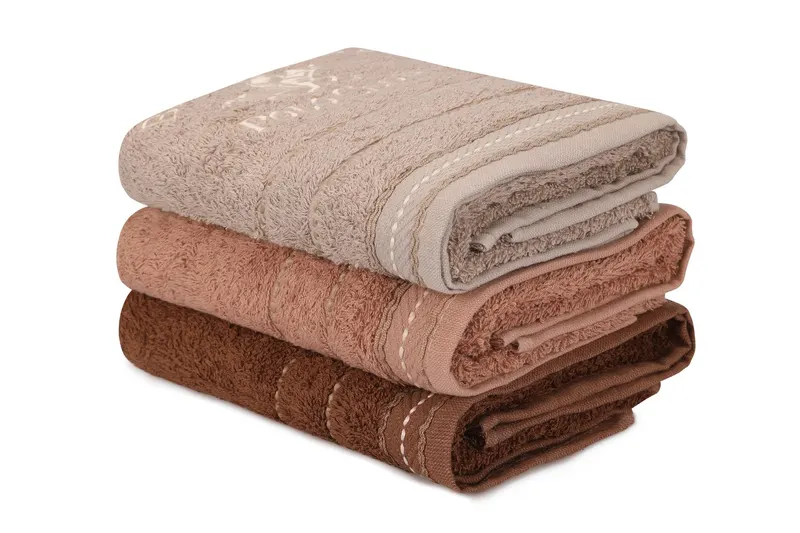 Set prosoape de baie 403, Diverse culori, Diverse configurații, Diverse dimensiuni - Maro închis - Maro - Maro deschis / 3 bucăți / 50x90 cm