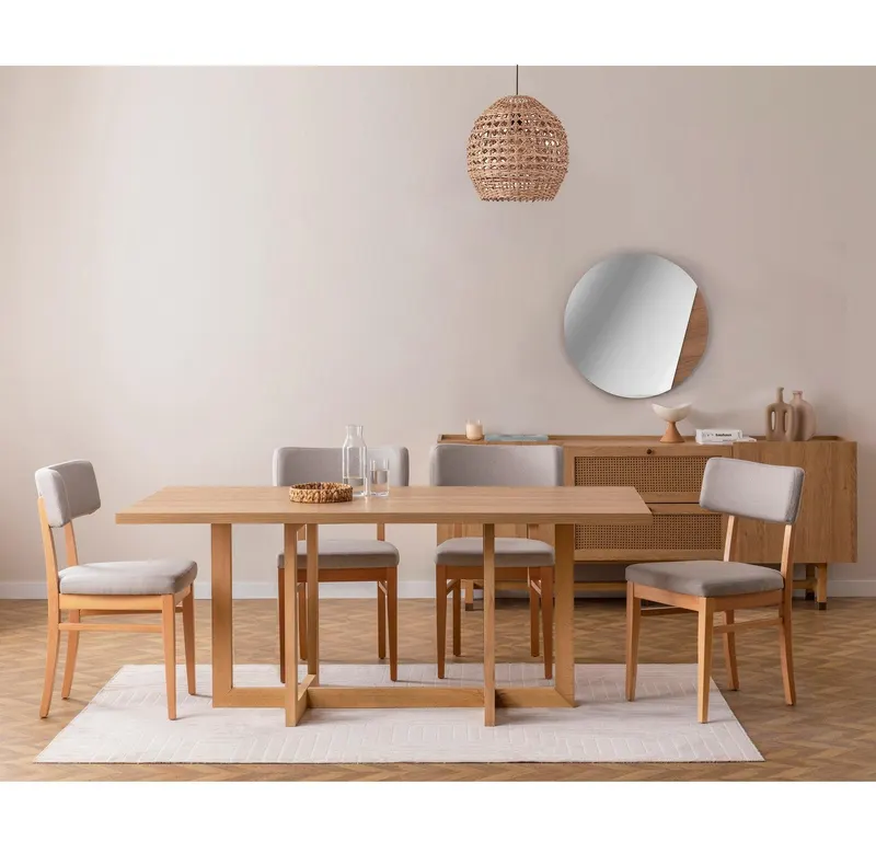 Masă cu scaune Madison Set, Stejar, Diverse configurații, Diverse dimensiuni - 5 bucăți / 47x45x86 cm