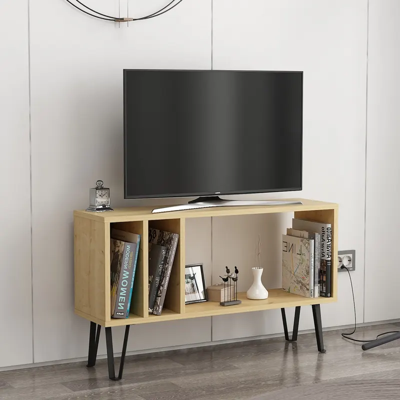Comodă TV Arven, Diverse culori, Diverse dimensiuni - Stejar - Antracit / 90x25x53 cm