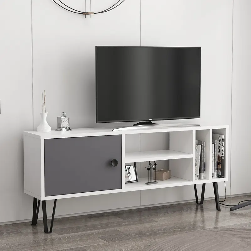 Comodă TV Arven, Diverse culori, Diverse dimensiuni - Alb - Antracit / 120x25x52 cm