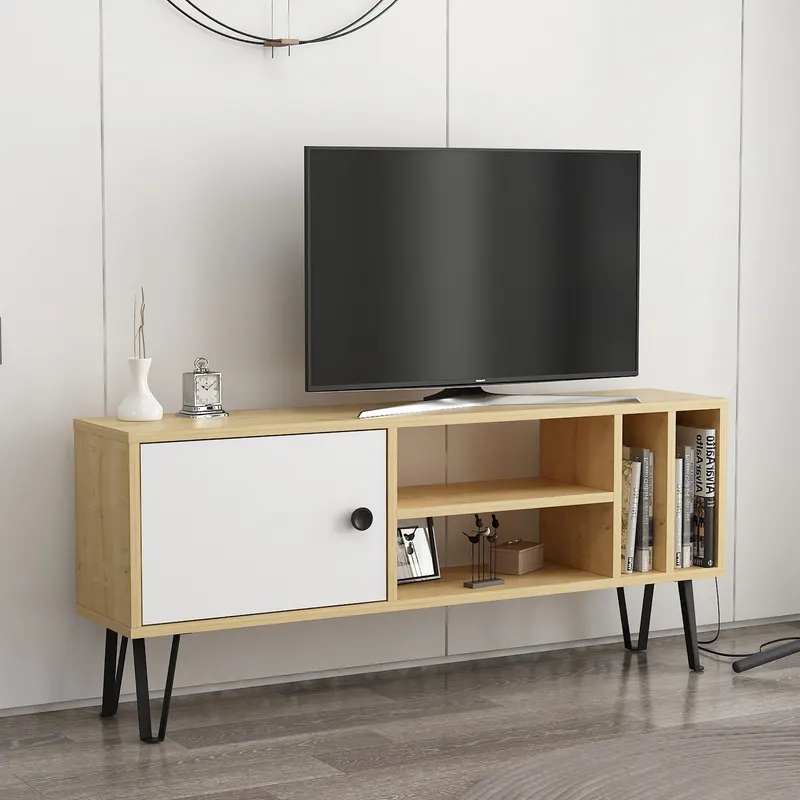 Comodă TV Arven, Diverse culori, Diverse dimensiuni - Stejar - Alb / 120x25x52 cm