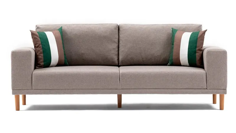 Canapea fixă Franz, Diverse culori, Diverse configurații, Diverse dimensiuni - Crem / 3 locuri / 220x82x87 cm