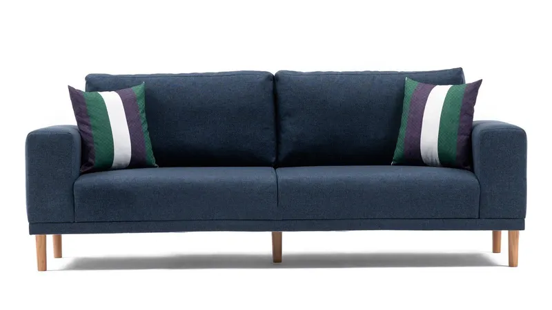 Canapea fixă Franz, Diverse culori, Diverse configurații, Diverse dimensiuni - Albastru închis / 3 locuri / 220x82x87 cm