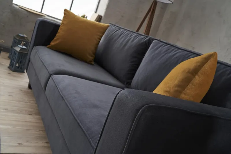 Canapea fixă Kale Velvet, Diverse culori, Diverse configurații, Diverse dimensiuni - Antracit / 2 locuri / 180x91x83 cm