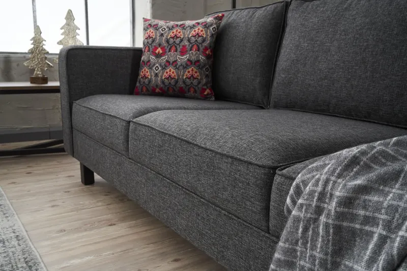 Canapea fixă Kale Linen, Diverse culori, Diverse configurații, Diverse dimensiuni - Antracit / 3 locuri / 222x91x83 cm