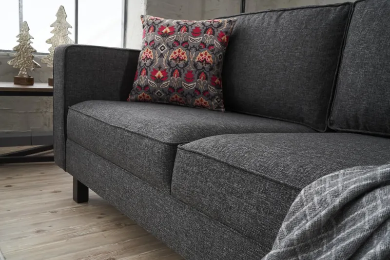 Canapea fixă Kale Linen, Diverse culori, Diverse configurații, Diverse dimensiuni - Antracit / 2 locuri / 180x91x83 cm