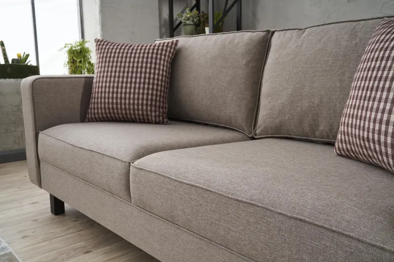 Canapea fixă Kale Linen, Diverse culori, Diverse configurații, Diverse dimensiuni - Crem / 2 locuri / 180x91x83 cm
