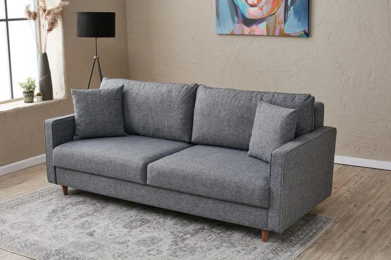 Canapea fixă Eva, Diverse culori, Diverse configurații, Diverse dimensiuni - Gri / 3 locuri / 210x90x82 cm