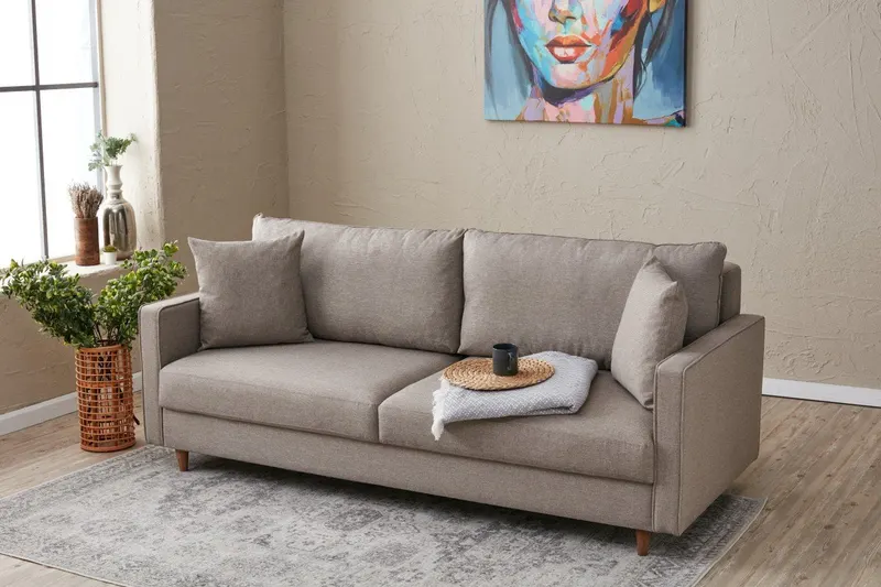 Canapea fixă Eva, Diverse culori, Diverse configurații, Diverse dimensiuni - Crem / 3 locuri / 210x90x82 cm