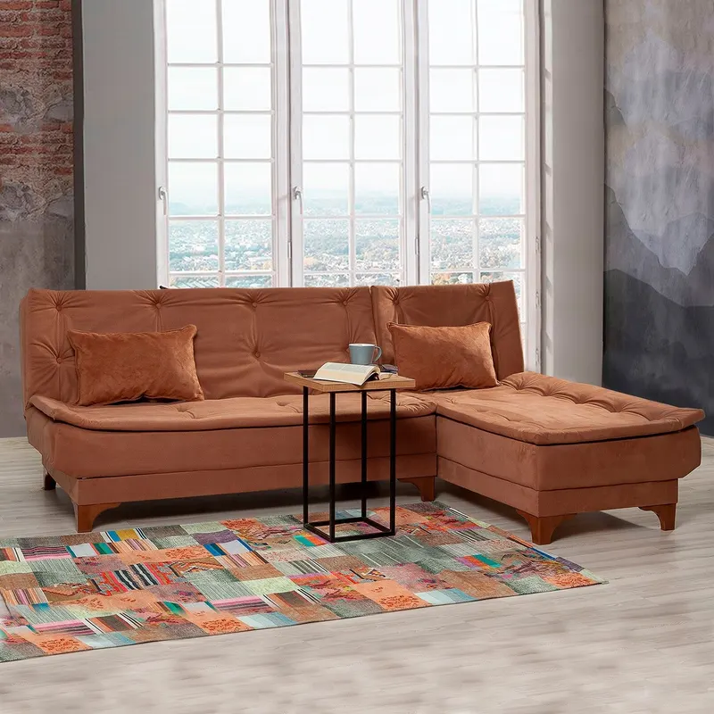 Canapea extensibilă de colț Kelebek Dreapta, Diverse culori, 225x160x86 cm - Maro