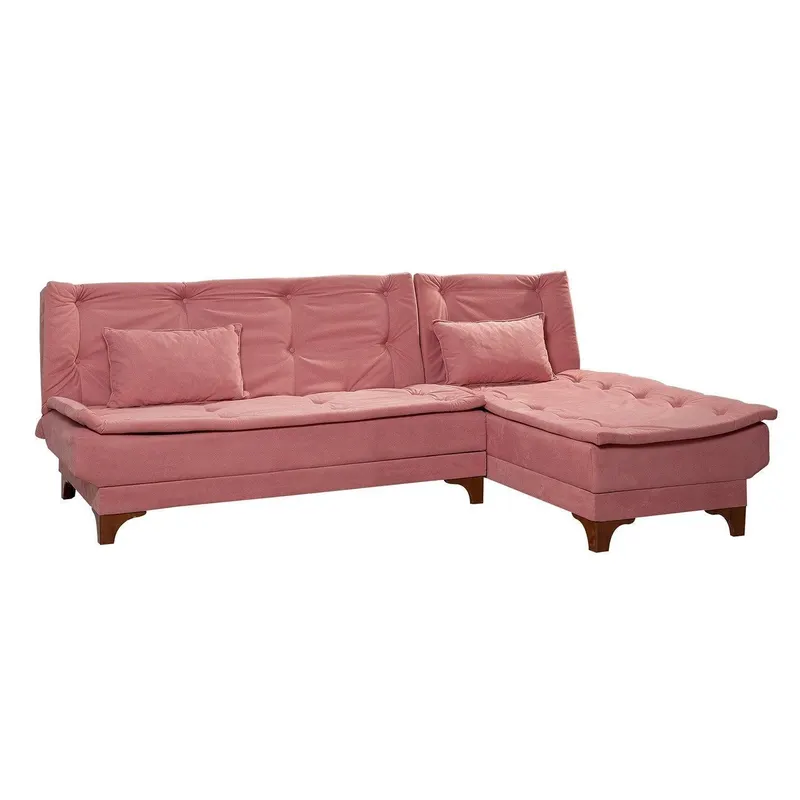 Canapea extensibilă de colț Kelebek Dreapta, Diverse culori, 225x160x86 cm - Roz