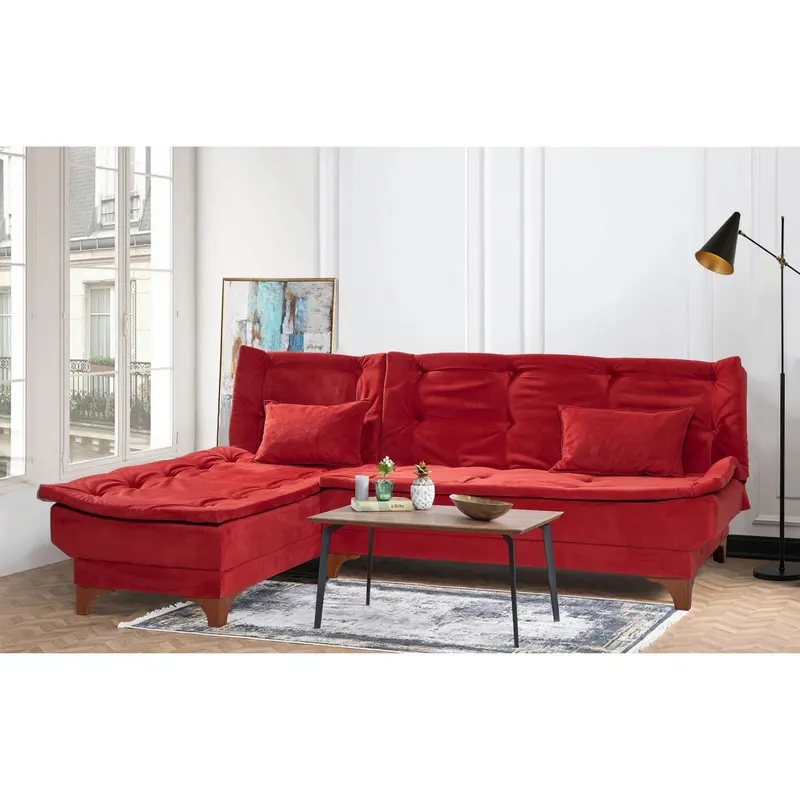 Canapea extensibilă de colț Kelebek Stânga, Diverse culori, 225x160x86 cm - Bordo