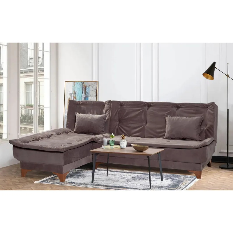 Canapea extensibilă de colț Kelebek Stânga, Diverse culori, 225x160x86 cm - Antracit