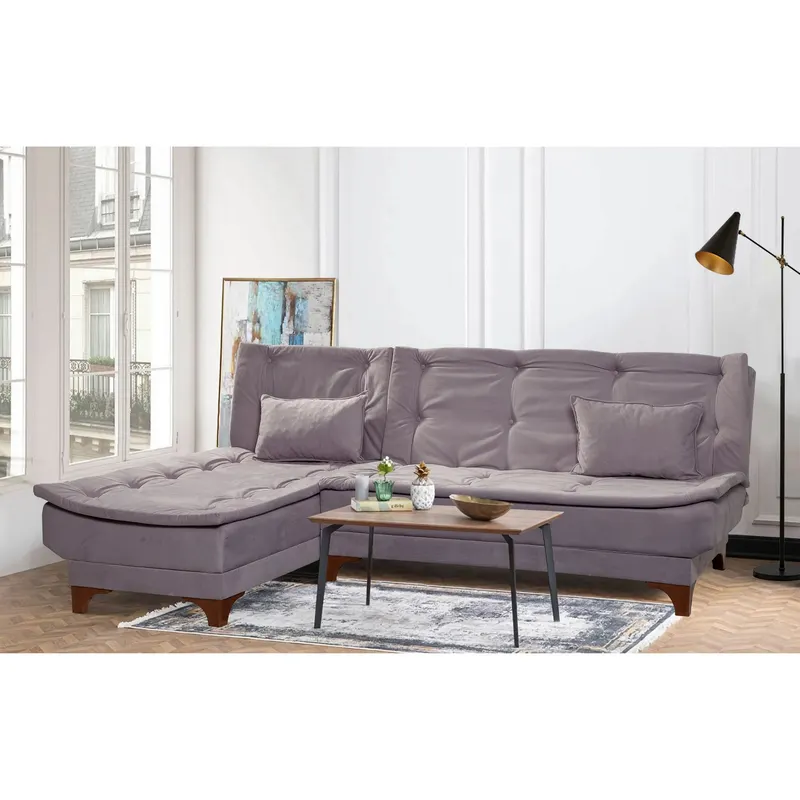 Canapea extensibilă de colț Kelebek Stânga, Diverse culori, 225x160x86 cm - Gri închis