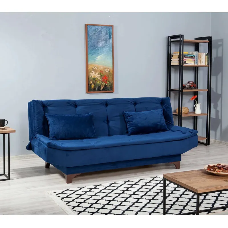 Canapea extensibilă 3 locuri Kelebek, Diverse culori, 190x85x90 cm - Albastru