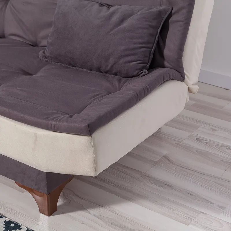 Canapea extensibilă 3 locuri Kelebek, Diverse culori, 190x85x90 cm - Antracit - Crem