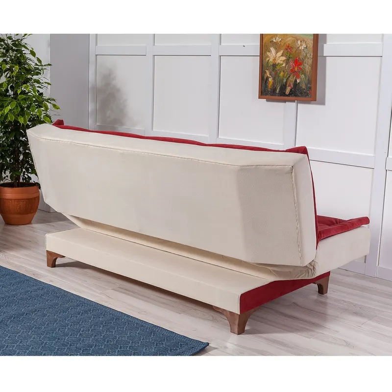 Canapea extensibilă 3 locuri Kelebek, Diverse culori, 190x85x90 cm - Bordo - Crem