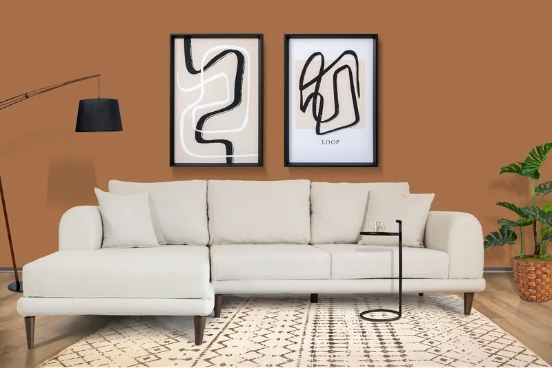 Canapea extensibilă de colț Nero, NQ6-187, Crem, 160x90x78 cm - Crem