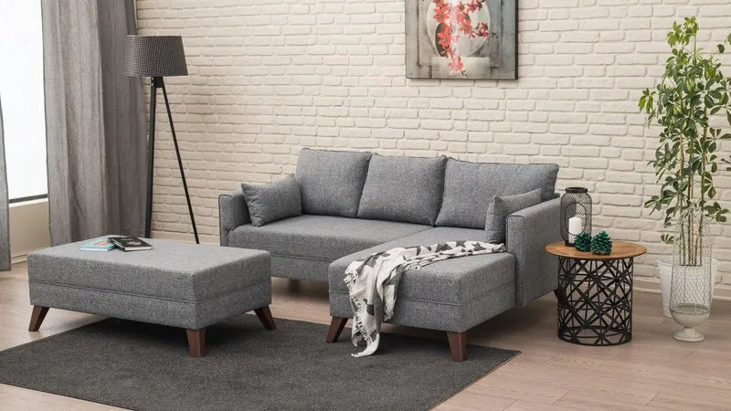 Canapea extensibilă Bella, Colț, Dreapta, Diverse culori, 205x140x85 cm - Gri închis