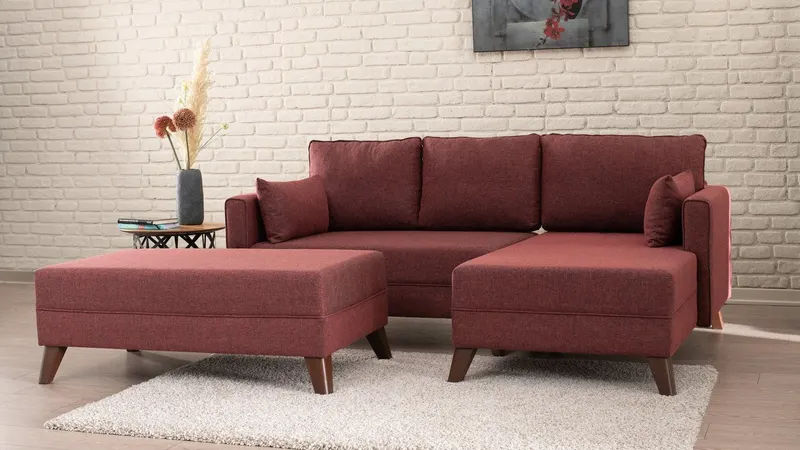 Canapea extensibilă Bella, Colț, Dreapta, Diverse culori, 205x140x85 cm - Bordo