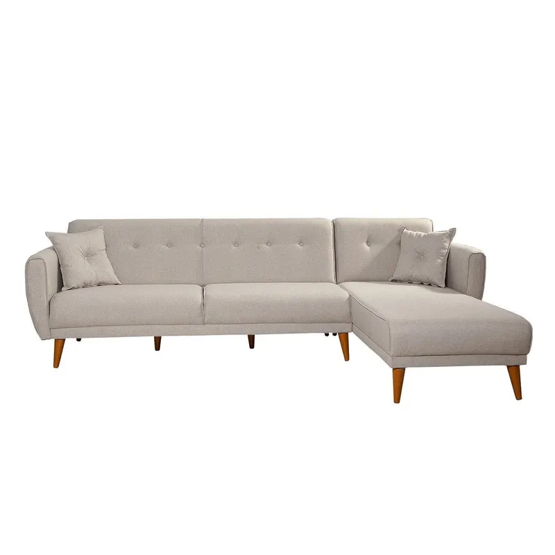 Canapea extensibilă Aria, Colț, Diverse culori, 277x175x86 cm - Crem