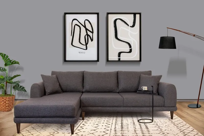 Canapea extensibilă de colț Nero, NQ6-188, Gri, 160x90x78 cm - Gri